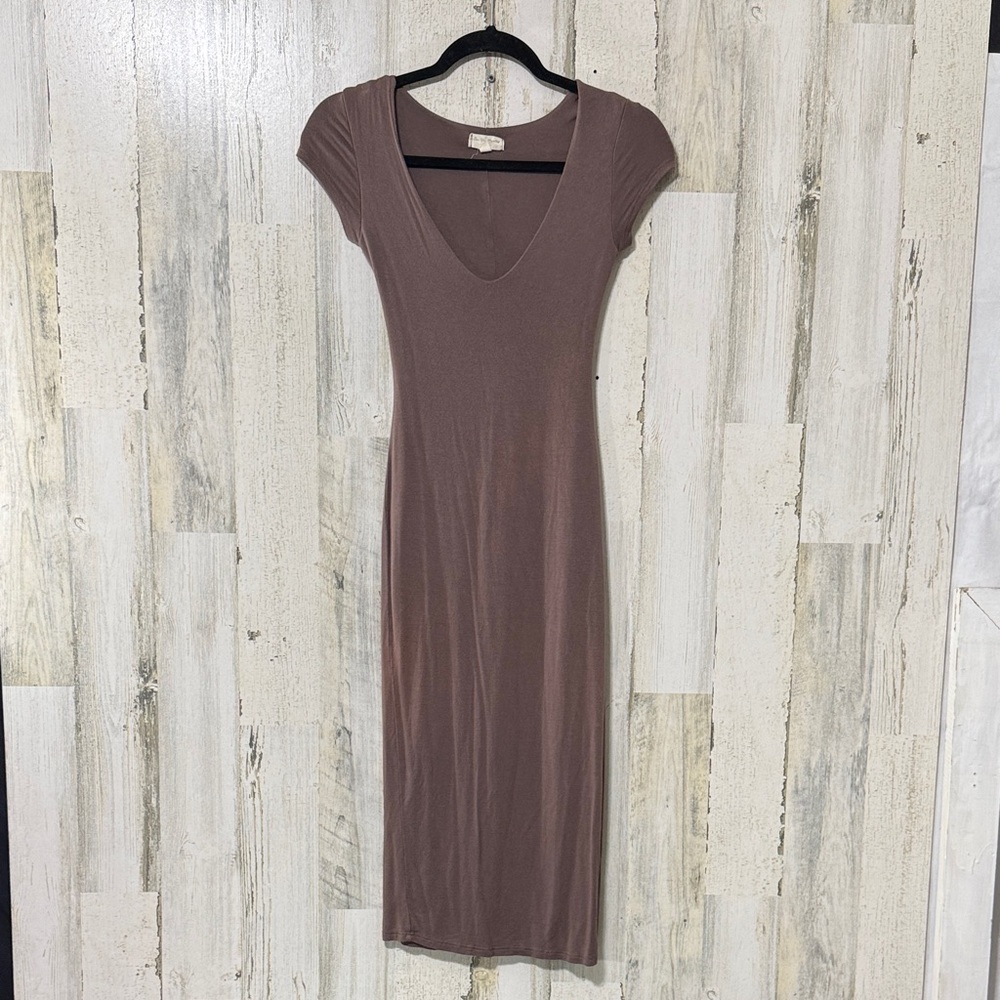 See You Monday Mauve Brown Midi Dress